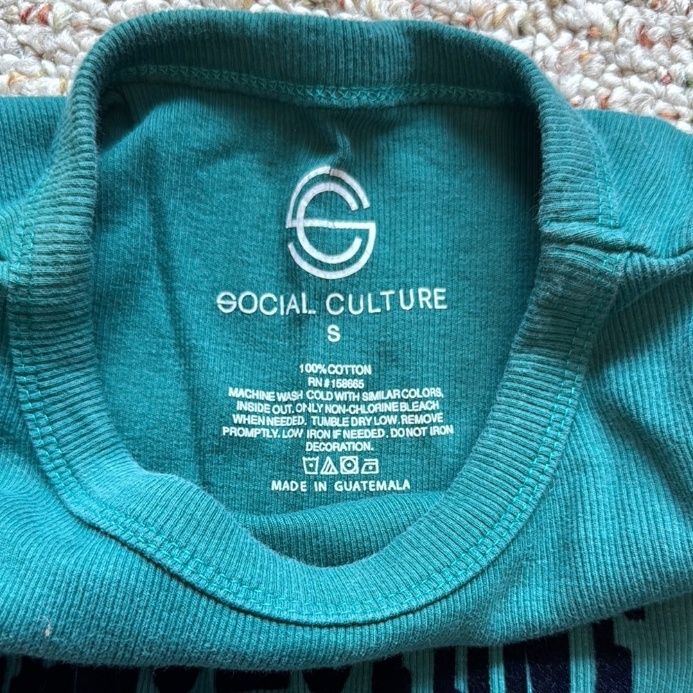 Green Crop Top with Rustic Text Design - Picture 2 of 2